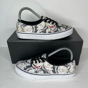 black vans with white roses